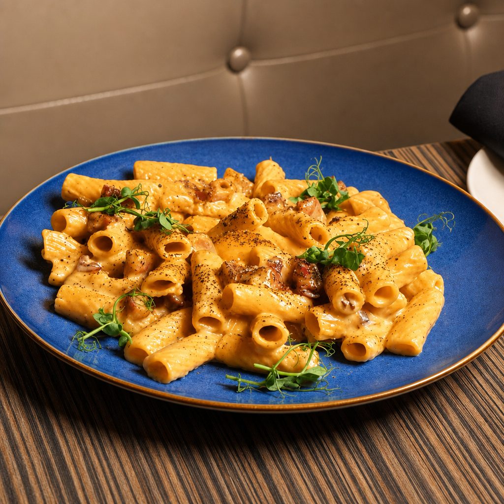 Rigatoni Carbonara.
